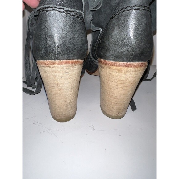 Free People Seven Wonders Lace Up Bootie Ankle Boots Charcoal 39 EU US 8.5